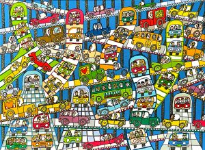 farbenfroher Verkehr von James Rizzi